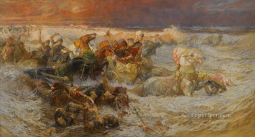 Ejército del faraón engullido por el Mar Rojo Frederick Arthur Bridgman Pinturas al óleo